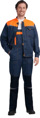 Костюм КМ-10 ЛЮКС с ПК (т.синий/оранжевый)