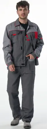 Костюм СОЮЗ-ПРОФЕССИОНАЛ-2 IMP с ПК (серый/св.серый/красный)