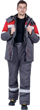 Костюм ЭЛЕКТРОСТОП ТЕРМО ЗЭТВ 62.5 зимний с БР (серый/красный)