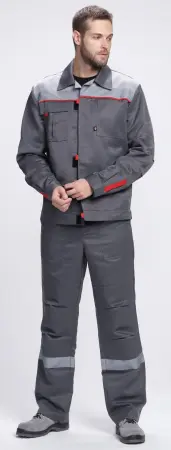 Костюм ФАВОРИТ-1 СОП IMP с БР (т.серый/серый/красный)