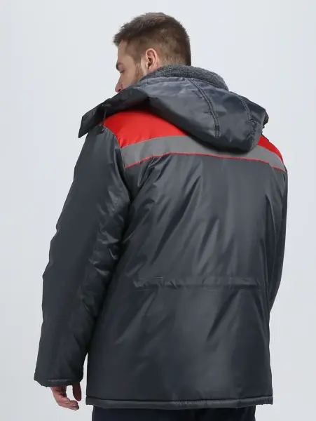 Куртка БРИГАДА NEW Оксфорд зимняя (т.серый/красный)