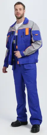 Костюм ДРАГА-2 с ПК (васильковый/св.серый/оранжевый)