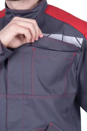 Куртка ХАЙ-ТЕК SAFETY (серый/чёрный/красный)