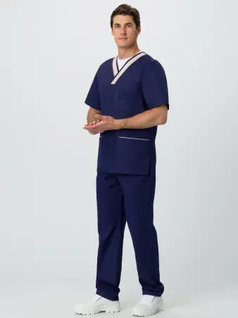 Костюм MEDLINE СИМПЛ-001 с БР (т.синий/бежевый) мужские медицинские