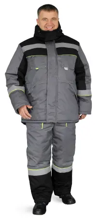 Костюм СИСТЕМА утепленный с ПК (т.серый/чёрный/лимонный)