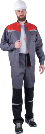 Костюм КМ-10 ЛЮКС летний с БР (серый/красный)