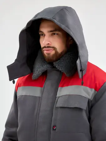 Костюм ТРУЖЕНИК-УЛЬТРА-1 СОП зимний с БР (т.серый/красный)