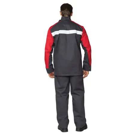 Костюм огнестойкий ГЕКТОР 1 кл. х/б с БР (серый/красный)