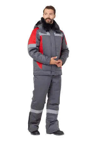 Костюм СТРАЙК зимний с ПК (серый/красный) Костюм СТРАЙК зимний с ПК (серый/красный)