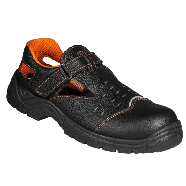 Полуботинки МАСТЕР ПУ кожаные с перфорацией с МП (черный/оранжевый)