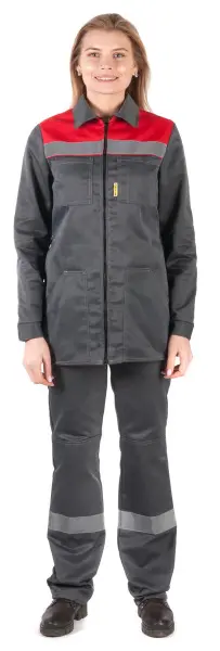 Костюм RONTA KS815 женский с БР (т.серый/красный)