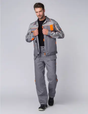 Костюм СОЮЗ-ПРОФЕССИОНАЛ-1 с БР (серый/св.серый/оранжевый)