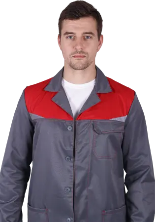 Халат КМ-10 ЛЮКС (серый/красный)