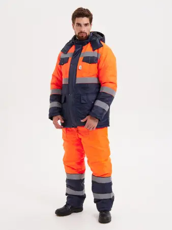 Костюм сигнальный зимний с ПК (оранжевый/т.синий)