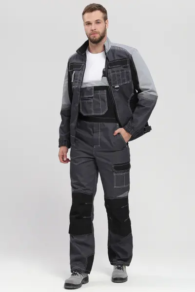 Костюм ВЕКТРОН-2 с ПК (т.серый/св.серый/черный)