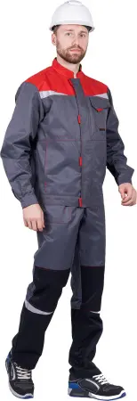 Костюм КМ-10 ЛЮКС летний с ПК (серый/красный)