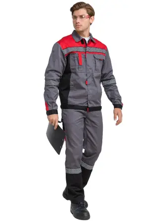 Костюм RONTA KS262 СОП с ПК (т.серый/красный/черный)