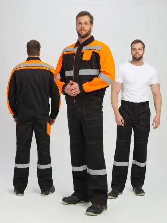 Костюм ВИВАТ-1 ПРЕМИУМ СН МВО с БР (черный/оранжевый)