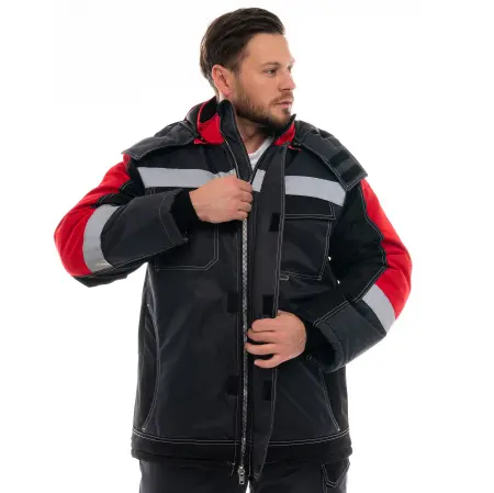 Костюм ЮКОН-МЕМБРАНА зимний с БР (т. серый/черный/красный)