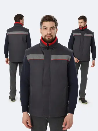 Жилет ГРЕЙ зимний (серый/красный)