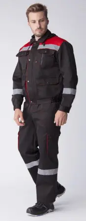 Костюм НЕЙЧ-2 СОП с капюшоном с ПК (черный/красный)