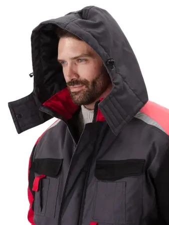 Костюм ВЕКТОР зимний с ПК (т.серый/черный/красный)