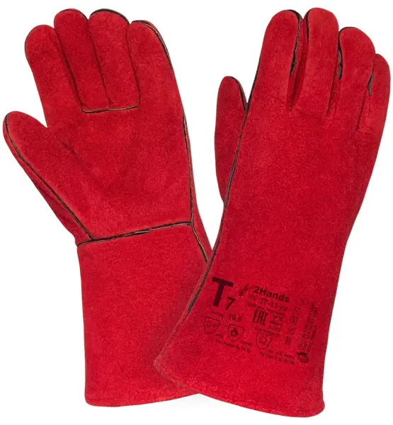 Краги 2HANDS Т7 спилковые утеплённые (красный) Краги 2HANDS Т7 спилковые утеплённые (красный)