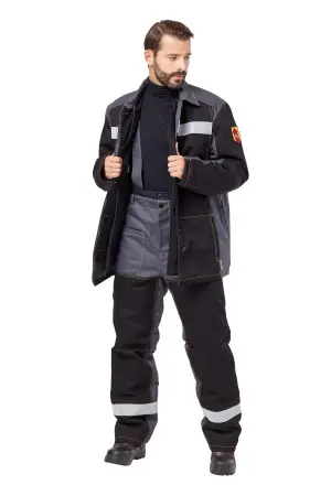 Костюм сварщика ФАЙМЕР 1 зимний с БР (серый/черный)