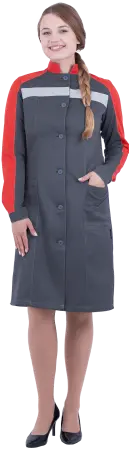 Халат РОУД женский (серый/красный)