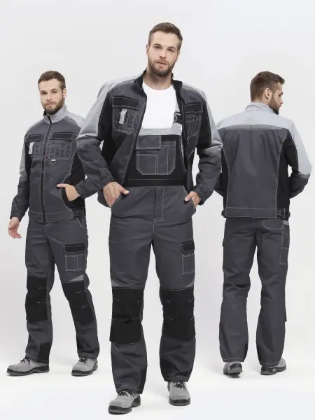 Костюм ВЕКТРОН-2 с ПК (т.серый/св.серый/черный)