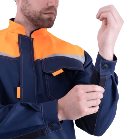 Костюм КМ-10 ЛЮКС с ПК (т.синий/оранжевый)