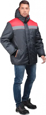 Куртка РАЙТ зимняя (т.серый/красный)