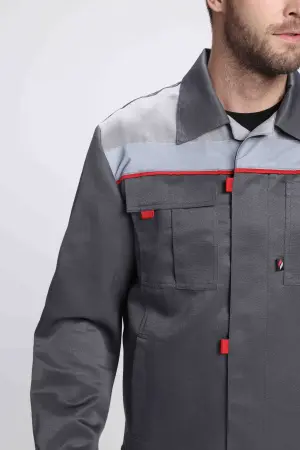 Костюм ФАВОРИТ-1 СОП IMP с БР (т.серый/серый/красный)