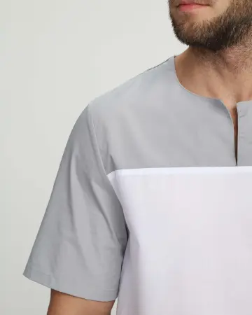 Костюм СТОМАТОЛОГ (серый/белый) мужские медицинские