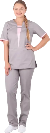 Костюм САНДРА женский с БР (серый/розовый) женские медицинские
