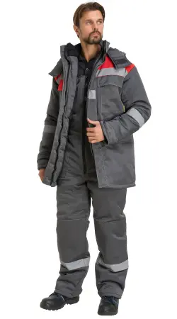 Куртка RONTA KR241 зимняя (т.серый/красный)