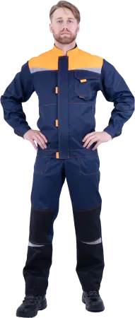 Костюм КМ-10 ЛЮКС с ПК (т.синий/оранжевый)