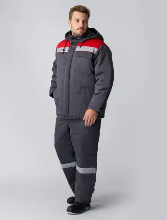Костюм ПАРТНЕР зимний с ПК (т.серый/красный) Костюм ПАРТНЕР зимний с ПК (т.серый/красный)