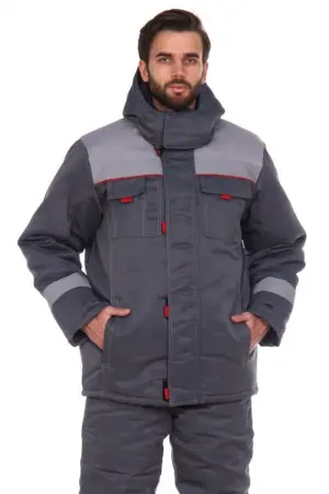 Костюм зимний с ПК (серый/св.серый/красный)