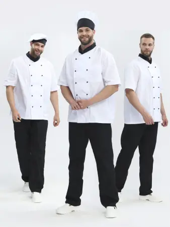 Костюм повара ШОКОЛАД с коротким рукавом (черный/белый)