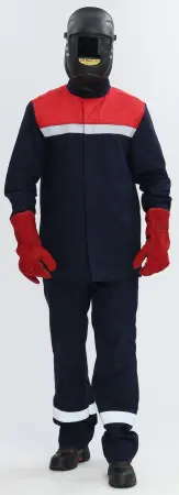 Костюм сварщика ВЕЛДСВАР-СОП 1 кл.защиты с БР (т.синий/красный)