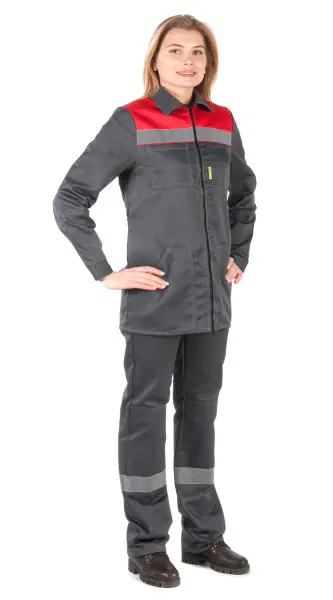 Костюм RONTA KS815 женский с БР (т.серый/красный)