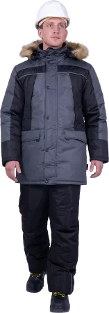 Куртка СКАНДИНАВИЯ ЛЮКС зимняя (серый/чёрный)