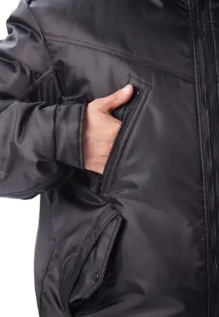 Куртка ОХРАНА зимняя на поясе с капюшоном (черный)