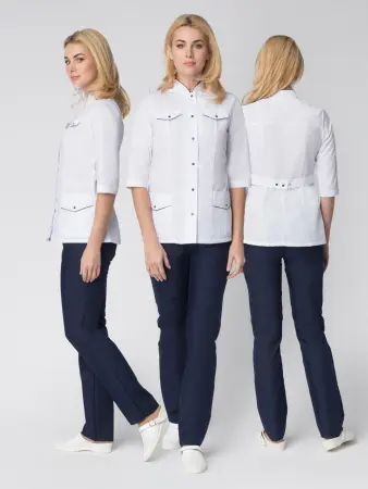 Костюм ОРХИДЕЯ женский с БР (белый/т.синий) женские медицинские