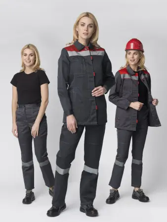 Костюм ВЕСНА-1 СОП СН женский с БР (т.серый/красный)