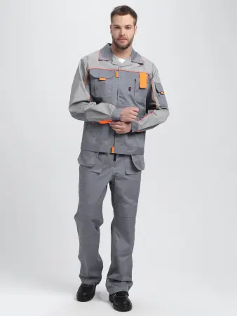 Костюм ДРАГА-2 с ПК (серый/св.серый/оранжевый)
