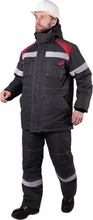 Костюм СТАРАТЕЛЬ ИМПОРТ зимний с БР (серый/красный)