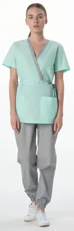 Костюм MEDLINE СИМПЛ-001 женский с БР (серый/мятный) женские медицинские