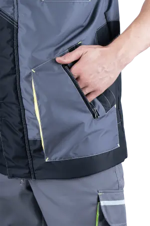 Жилет ЭДВАНС зимний (серый/т.серый/лимонный)
